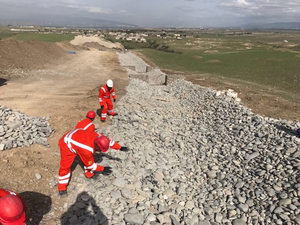 SCPX Georgia stone placement and gabion assembly